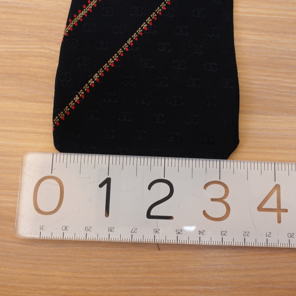 CHANEL Neck Tie Men Black CC Monogram Logo Stripe Silk French Luxury FRANCE $425 - Picture 4 of 16